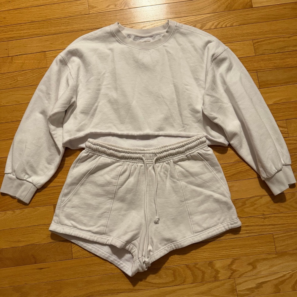 White Sweatshirt & Shorts Set